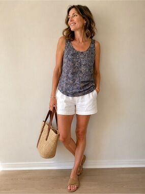 Eileen Fisher 100% SILK Sleeveless Blouse Tank Top Fits Small-Medium (XXS)